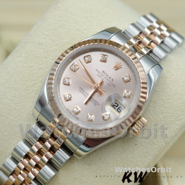 Replique Rolex Datejust-179171, 26mm, cadran diamant rose, lunette cannelée, Lady Pink, pour femme