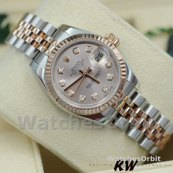 Replique Rolex Datejust-179171, 26mm, cadran diamant rose, lunette cannelée, Lady Pink, pour femme