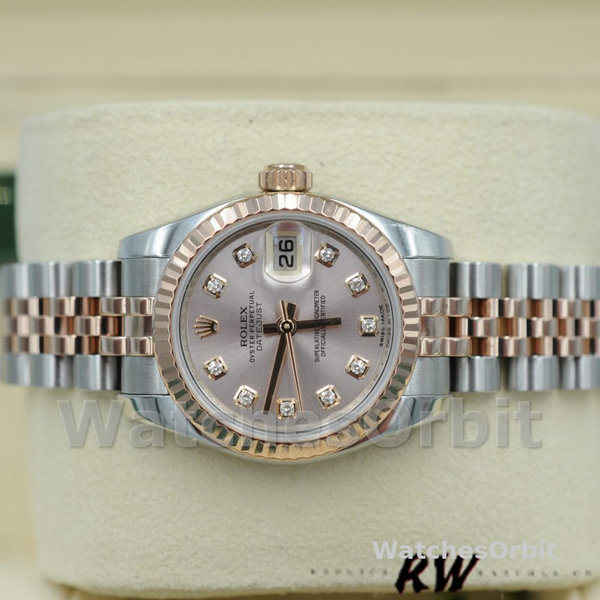Replique Rolex Datejust-179171, 26mm, cadran diamant rose, lunette cannelée, Lady Pink, pour femme
