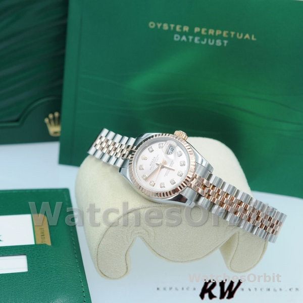 Replique Rolex Datejust-179171, 26mm, cadran diamant rose, lunette cannelée, Lady Pink, pour femme