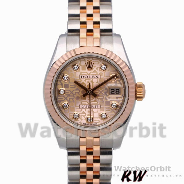 Replique Rolex Datejust-179171 pour femme, 26mm, cadran rose jubilé, lunette cannelée, Lady Pink