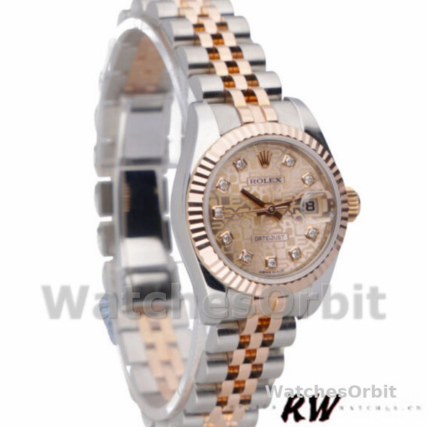 Replique Rolex Datejust-179171 pour femme, 26mm, cadran rose jubilé, lunette cannelée, Lady Pink
