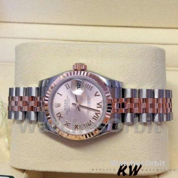 Rolex Datejust 179171 Pink Roman Numeral Dial Fluted Bezel 26MM Lady Replica Watch
