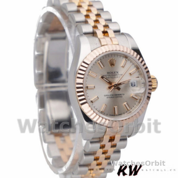 Replique Rolex Datejust-179171 pour femme, 26mm, cadran argenté, lunette cannelée, Lady Silver