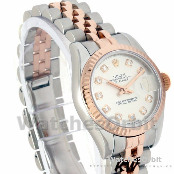 Replique Rolex Datejust-179171 pour femme, 26mm, cadran argenté diamants, lunette cannelée, Lady Silver