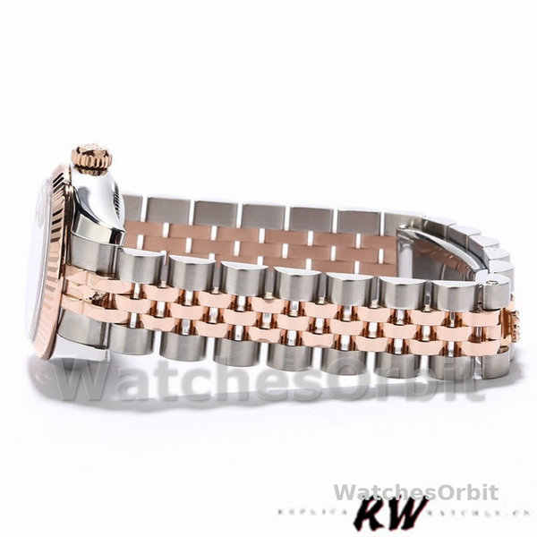 Replique Rolex Datejust-179171 pour femme, 26mm, cadran argenté diamants, lunette cannelée, Lady Silver