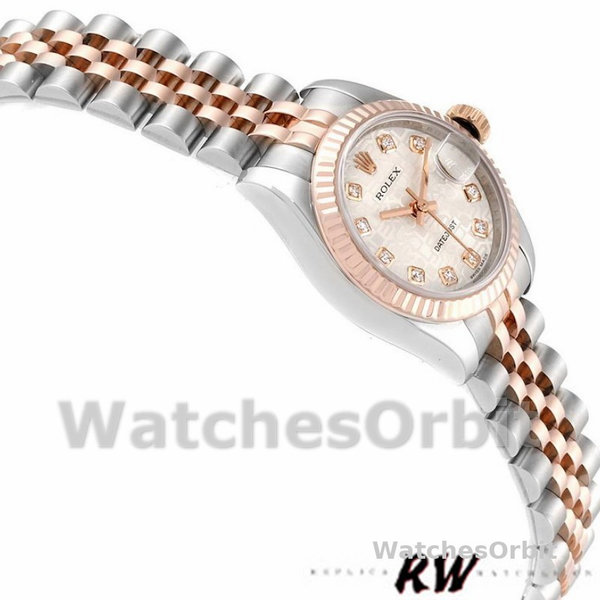 Replique Rolex Datejust-179171 pour femme, 26mm, cadran Silver Jubilee Anniversary, lunette cannelée, Lady Silver