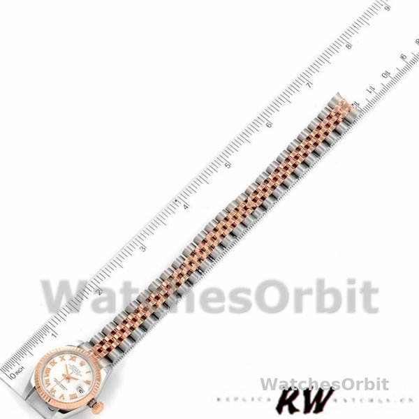 Replique Rolex Datejust-179171 pour femme, 26 mm, cadran chiffres romains blancs, lunette cannelée, Lady White
