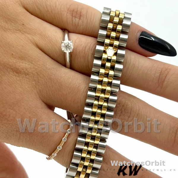 Replica Rolex Datejust-179173 da donna, 26 mm, quadrante nero con diamanti, lunetta scanalata, Lady Black