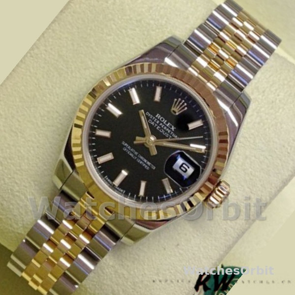Replica Rolex Datejust 179173 Black Index Dial Fluted Bezel 26MM Lady Replica Uhr