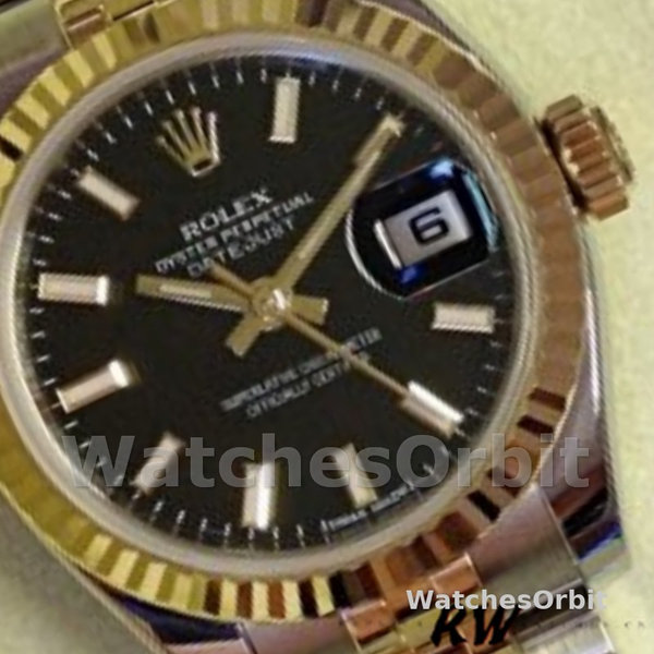 Rolex Datejust 179173 Black Index Dial Fluted Bezel 26MM Lady Replica Watch