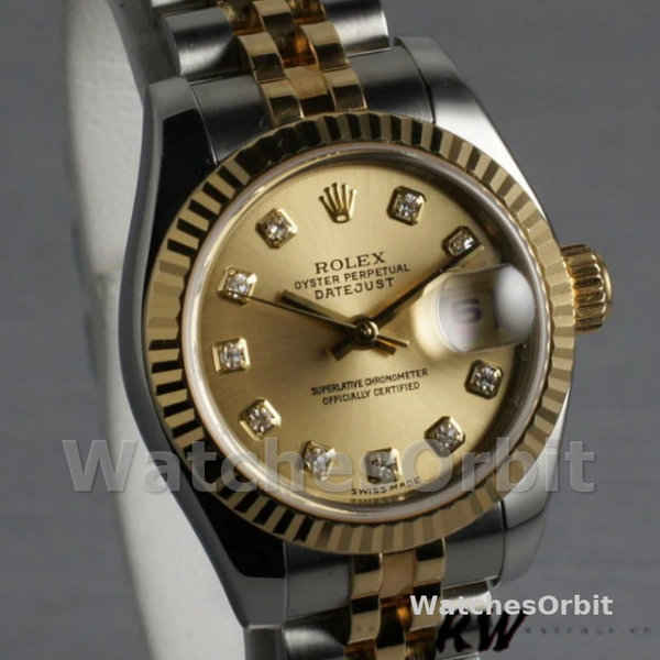 Replica Rolex Datejust 179173 Champagne Diamond Dial Fluted Bezel 26MM Lady Replica Uhr Exklusive Damen Replica Uhr kaufen