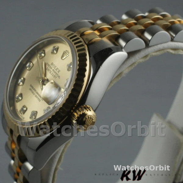 Replica Rolex Datejust 179173 Champagne Diamond Dial Fluted Bezel 26MM Lady Replica Uhr Exklusive Damen Replica Uhr kaufen