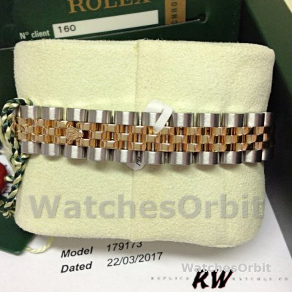 Replica Rolex Datejust-179173 da donna, 26 mm, quadrante champagne, lunetta scanalata, Lady Champagne