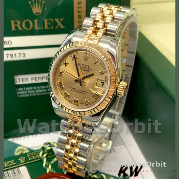 Replica Rolex Datejust 179173 Champagner Römische Ziffern Zifferblatt 26MM Lady Replica Uhr