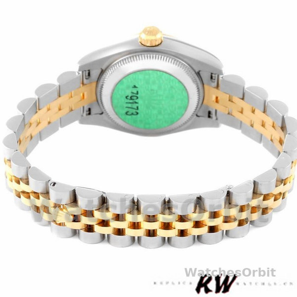 Replica Rolex Datejust-179173 da donna, 26 mm, quadrante blu a cerchi concentrici, lunetta scanalata, Lady Blue