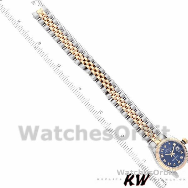 Replica Rolex Datejust-179173 da donna, 26 mm, quadrante blu a cerchi concentrici, lunetta scanalata, Lady Blue