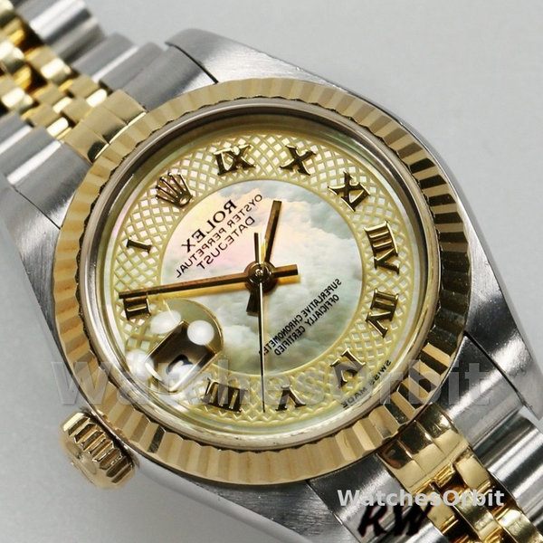 Replica Rolex Datejust-179173 da donna, 26 mm, quadrante champagne decorato in madreperla, Lady MOP