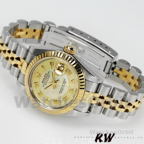 Replica Rolex Datejust-179173 da donna, 26 mm, quadrante champagne decorato in madreperla, Lady MOP
