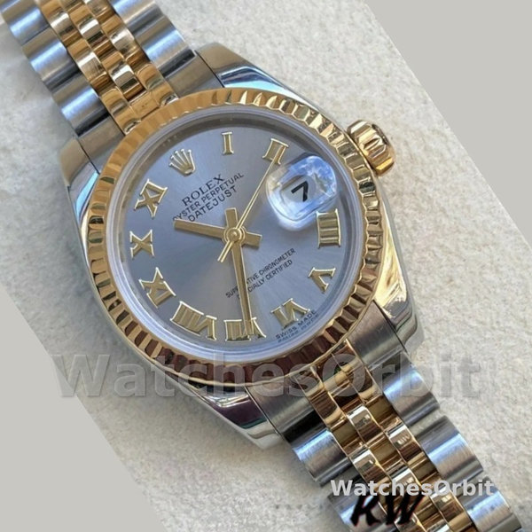 Replica Rolex Datejust-179173 da donna, 26 mm, quadrante grigio con numeri romani, Lady Grey
