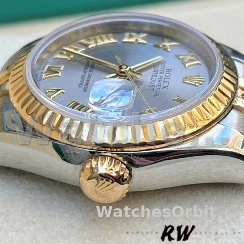 Replica Rolex Datejust-179173 da donna, 26 mm, quadrante grigio con numeri romani, Lady Grey