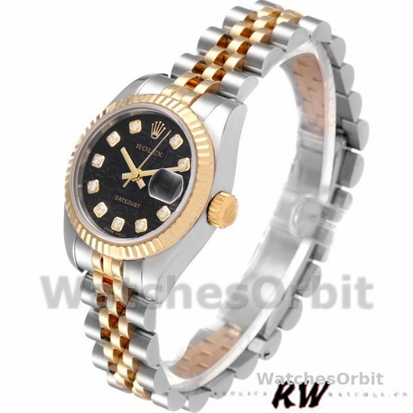 Replica Rolex Datejust 179173 Jubilee Black Diamond Dial Fluted Bezel 26MM Lady Replica Uhr Exklusive Damen Replica Uhr kaufen