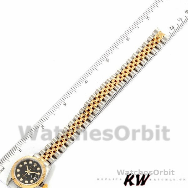 Replica Rolex Datejust 179173 Jubilee Black Diamond Dial Fluted Bezel 26MM Lady Replica Uhr Exklusive Damen Replica Uhr kaufen
