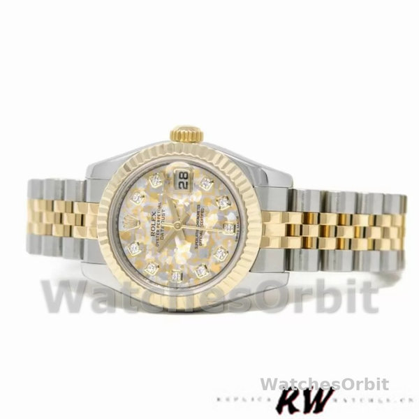 Replica Rolex Datejust-179173 da donna, 26 mm, quadrante Jubilee Crystal Grey e Champagne, Lady Grey