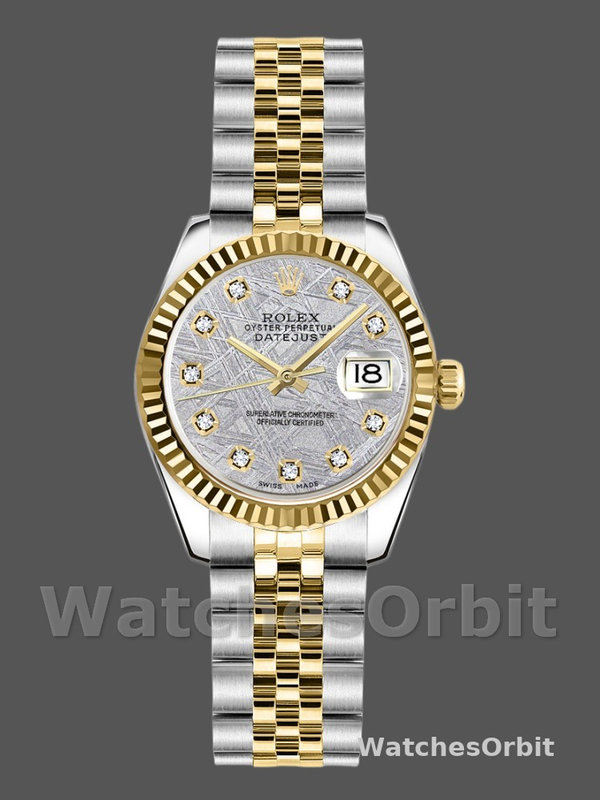Rolex Datejust 179173 Meteorite Grey Diamond Dial Fluted Bezel 26MM Lady Replica Watch