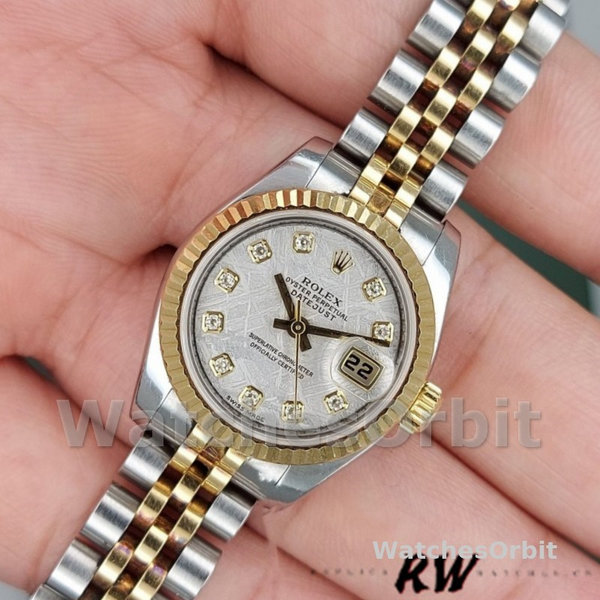 Replica Rolex Datejust 179173 Meteorite Grey Diamond Dial Fluted Bezel 26MM Lady Replica Uhr