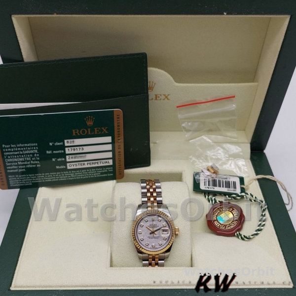 Rolex Datejust 179173 Meteorite Grey Diamond Dial Fluted Bezel 26MM Lady Replica Watch