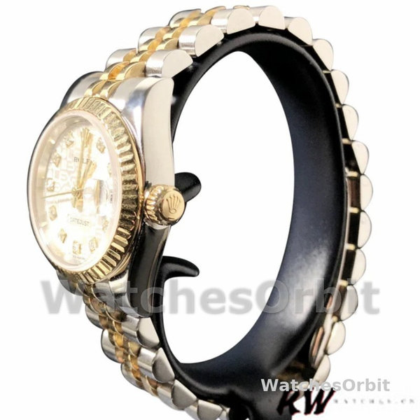 Replica Rolex Datejust-179173 da donna, 26 mm, quadrante argento con diamanti, lunetta scanalata, Lady Silver