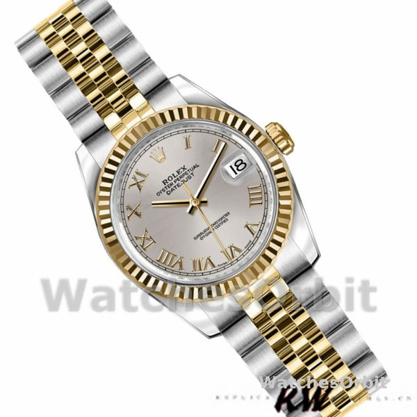 Replica Rolex Datejust-179173 da donna, 26 mm, quadrante argentato con numeri romani, Lady Silver