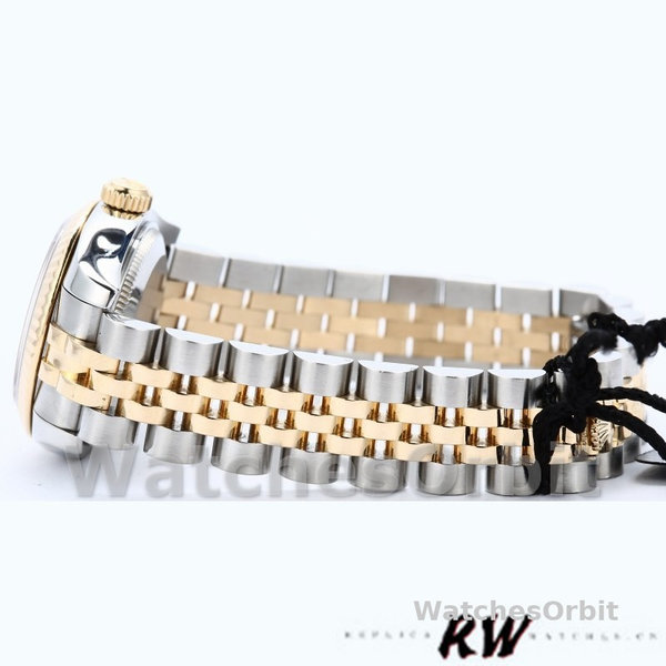 Replica Rolex Datejust-179173 da donna, 26 mm, quadrante Sunbeam Champagne, lunetta scanalata, Lady Champagne