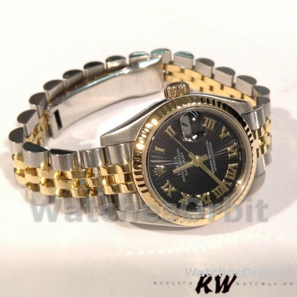 Replica Rolex Datejust-179173 da donna, 26 mm, quadrante Sunbeam Silver, lunetta scanalata, Lady Silver