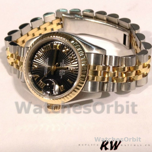 Replica Rolex Datejust-179173 da donna, 26 mm, quadrante Sunbeam Silver, lunetta scanalata, Lady Silver