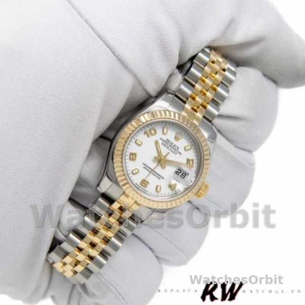 Replica Rolex Datejust 179173 Weiß Arabische Ziffern Zifferblatt Geriffelte Lünette 26MM Lady Replica Uhr