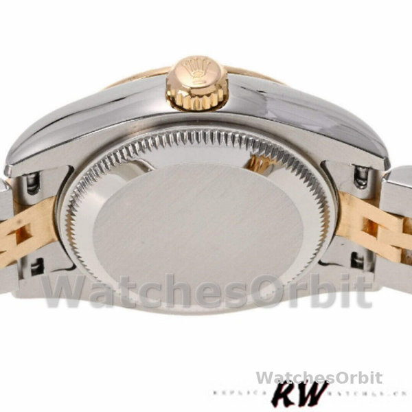 Replica Rolex Datejust-179173 donna, 26 mm, quadrante bianco con diamanti, lunetta scanalata, Lady White