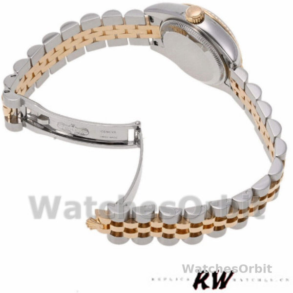 Replica Rolex Datejust-179173 donna, 26 mm, quadrante bianco con diamanti, lunetta scanalata, Lady White