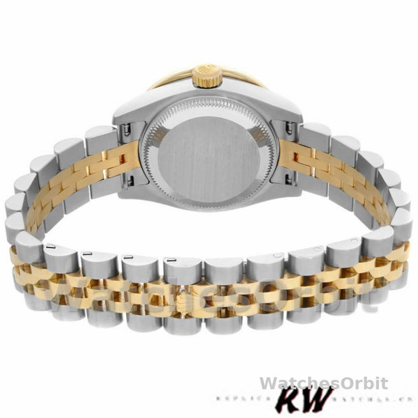 Replica Rolex Datejust-179173 da donna, 26 mm, quadrante bianco, lunetta scanalata, Lady White