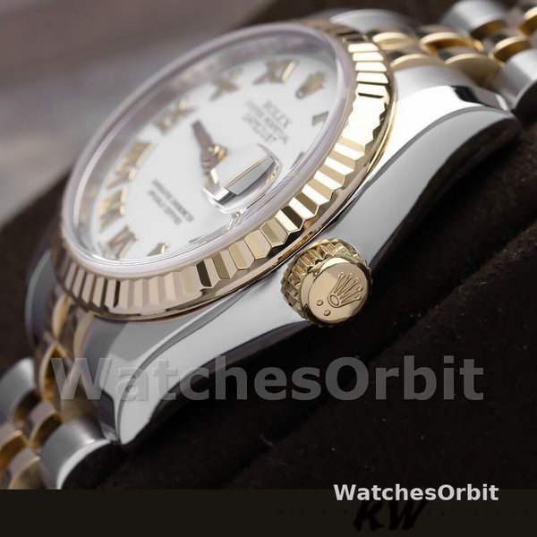 Replica Rolex Datejust-179173 da donna, 26 mm, quadrante bianco con numeri romani, Lady White