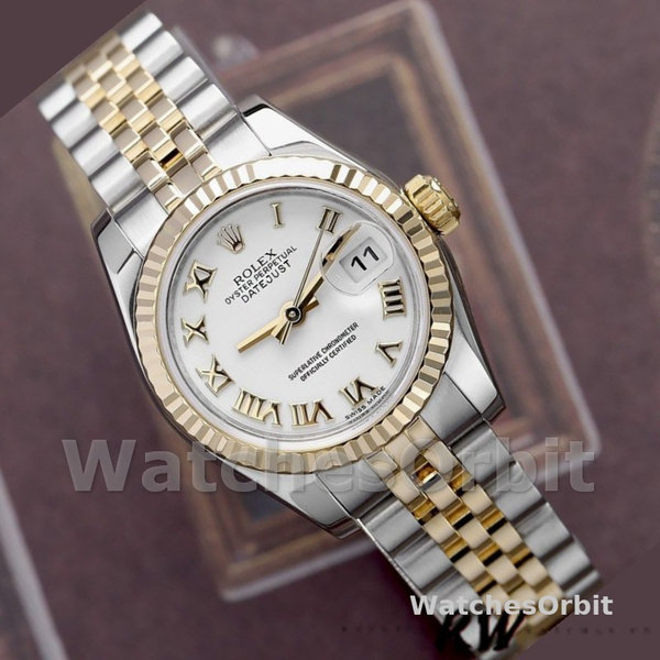 Replica Rolex Datejust-179173 da donna, 26 mm, quadrante bianco con numeri romani, Lady White