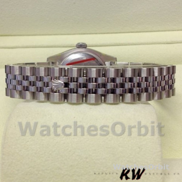 Replique Rolex Datejust-179174, 26mm, cadran diamant noir, lunette cannelée, Lady Black pour femme