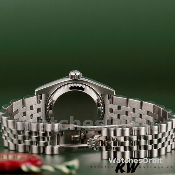 Replique Rolex Datejust-179174 pour femme, 26mm, cadran index noir, lunette cannelée, Lady Black