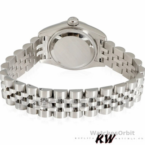 Replique Rolex Datejust-179174 pour femme, 26 mm, cadran romain noir, lunette cannelée, Lady Black