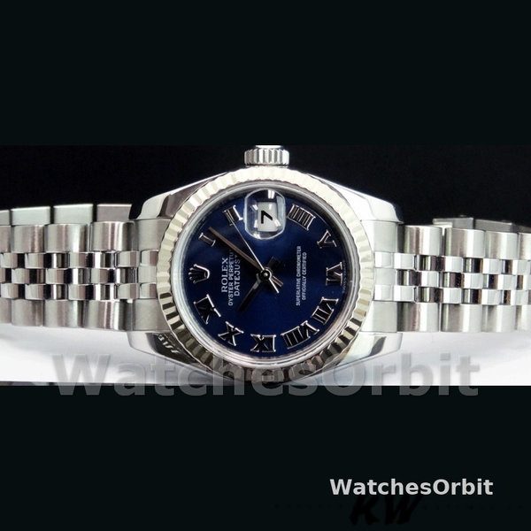 Replique Rolex Datejust-179174 pour femme, 26 mm, cadran bleu à chiffres romains, Lady Blue
