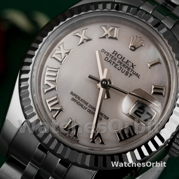 Replique Rolex Datejust-179174, 26mm, cadran nacre rose, lunette cannelée, Lady MOP pour femme