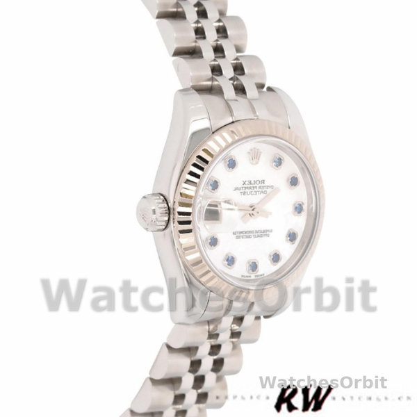 Replique Rolex Datejust-179174, 26mm, cadran blanc nacre, Lady MOP pour femme