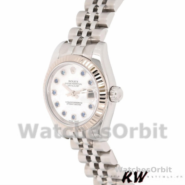 Replique Rolex Datejust-179174, 26mm, cadran blanc nacre, Lady MOP pour femme