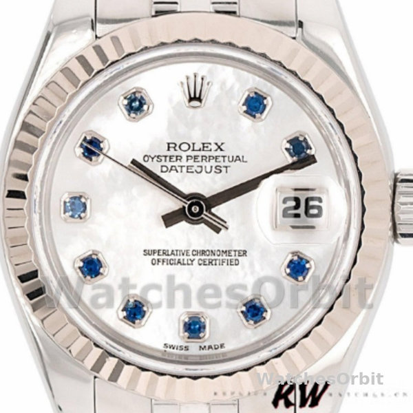 Replique Rolex Datejust-179174, 26mm, cadran blanc nacre, Lady MOP pour femme